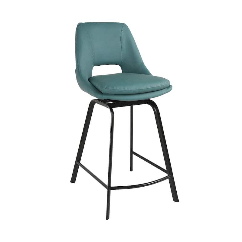 Carise Metal and Faux Leather Bar or Counter Swivel Stool