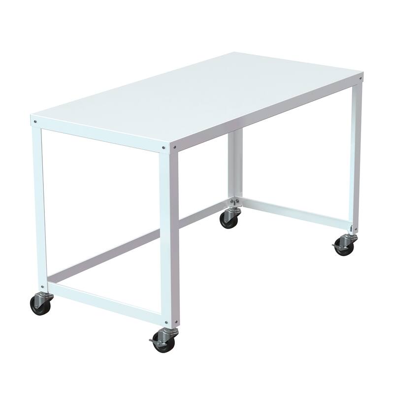 Space Solutions 48-inch Wide Mobile Metal Desk, White