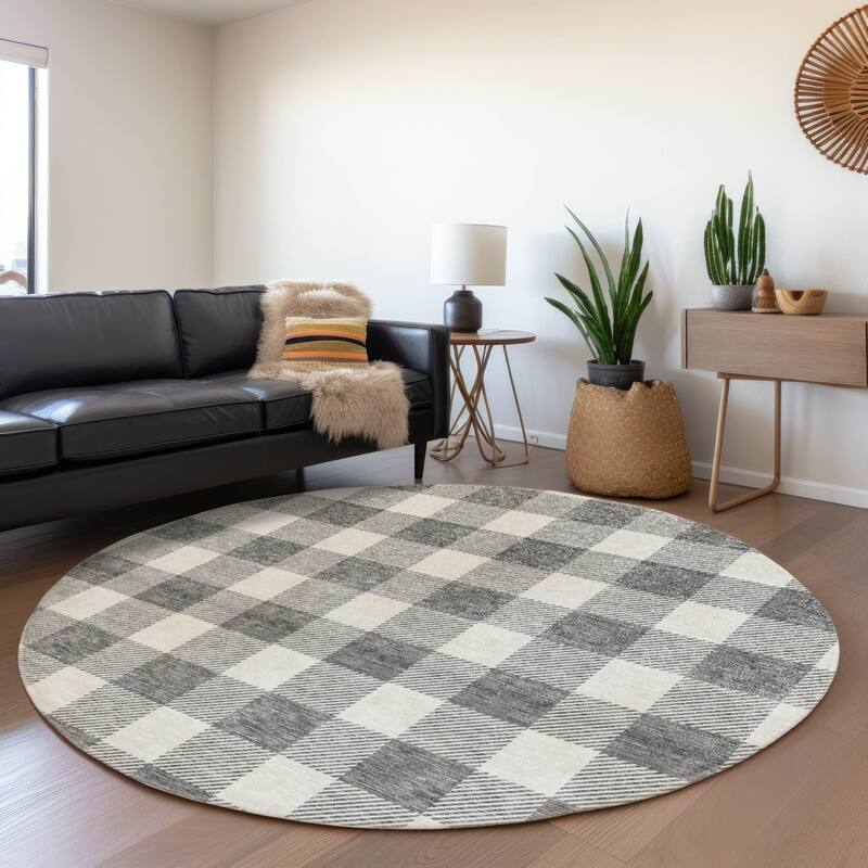 Premium Washable Super Soft Plaid Mayfield Rug - Gray - 8' x 8'
