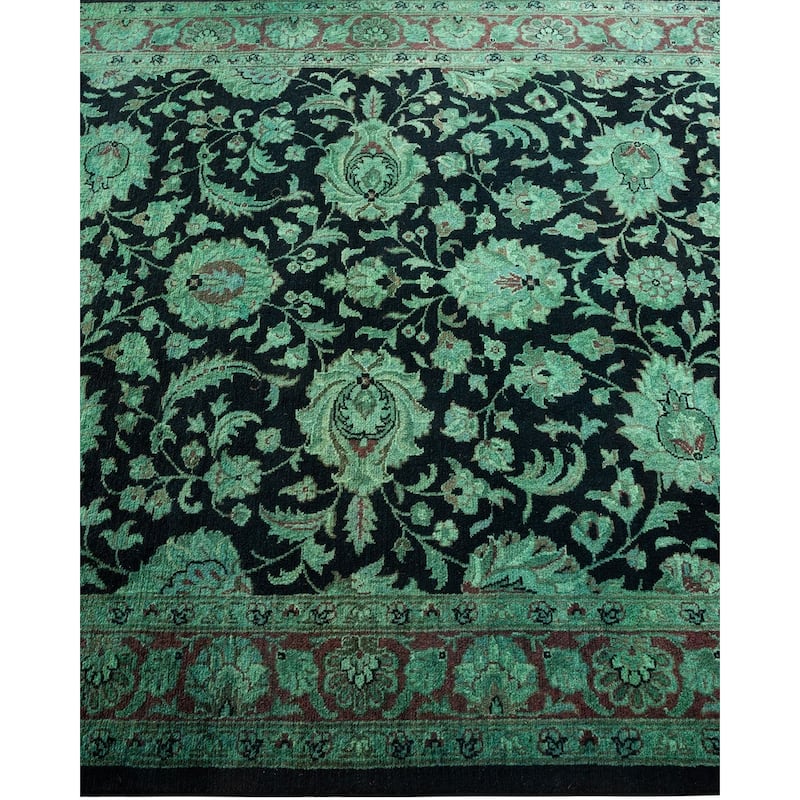 Overton Hand Knotted Wool Vintage Inspired Modern Contemporary Overdyed Black Area Rug - 3' 2" x 5' 0"
