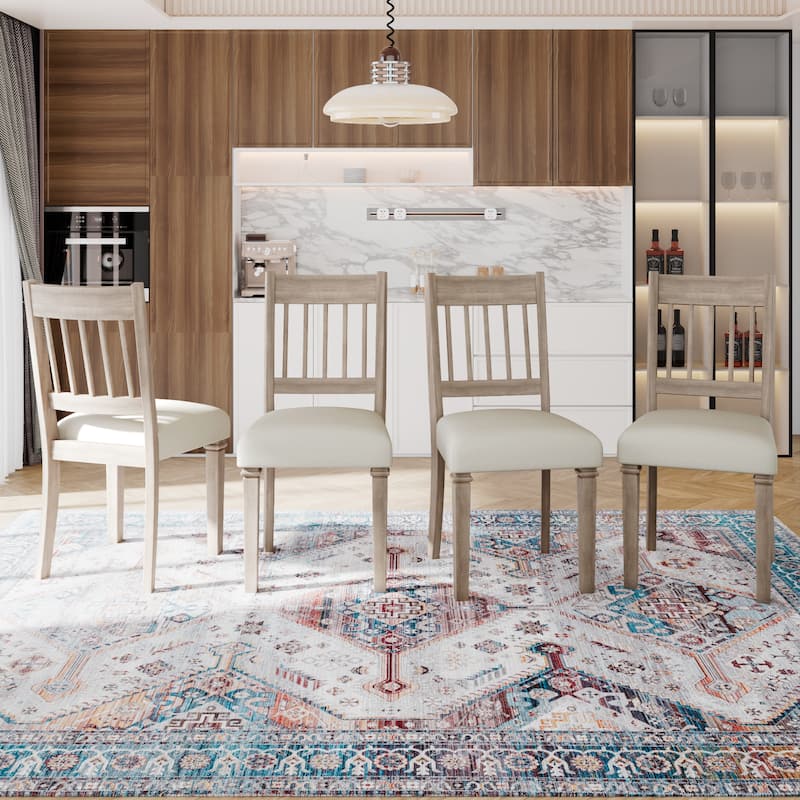 6-Piece Retro Dining Room Set, Classic Kitchen Furniture Set, Wooden Rectangular Table and 4 Chairs with Bench