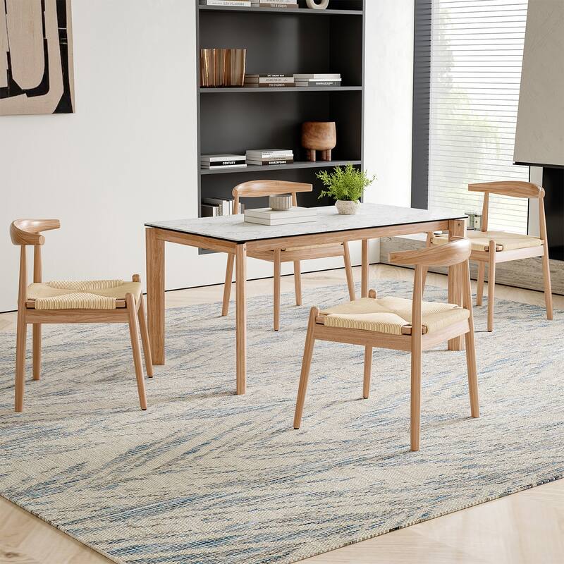 Natural Beige Dining Chair Set of 2 Side Chair Office Chair Meeting Room Chairs with Curved Backrest