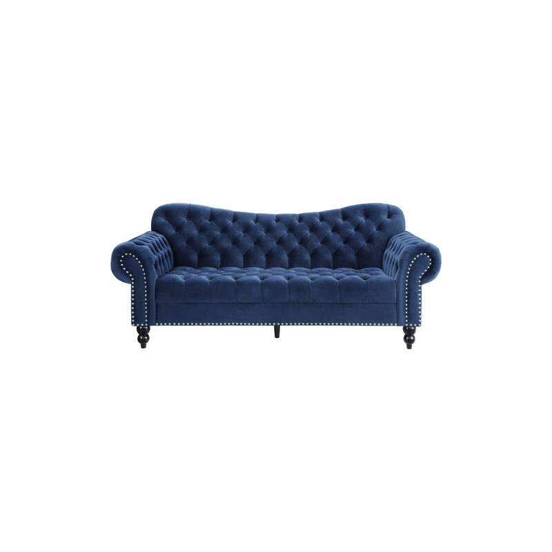Emilio Blue Velvet Tufted Living Room Set