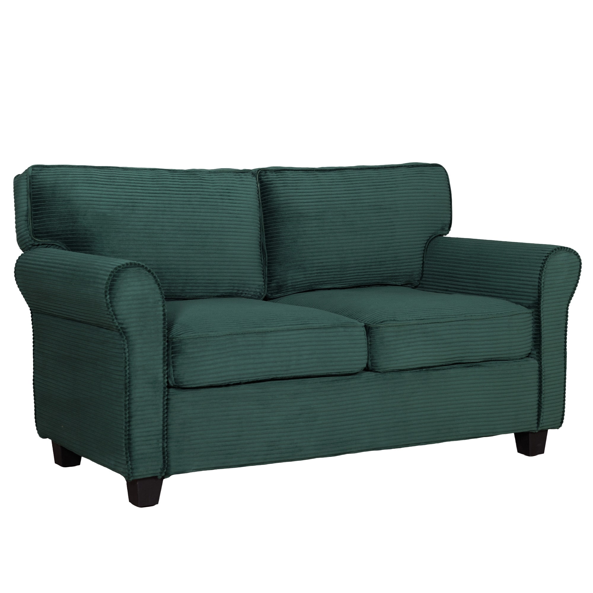 Dark Green 2-Seater Sofa Couch Loveseat for Living Room Bedroom, Sleeper Sofa Couch with Armrests and Wood Frame