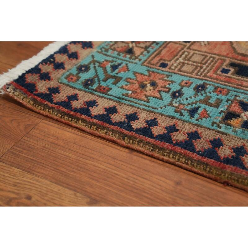 Hand Knotted Oriental 100% Wool Carpet Traditional Tribal Oranges & Rust Ardebil Runner Rug - 7' 2'' X 3' 3''