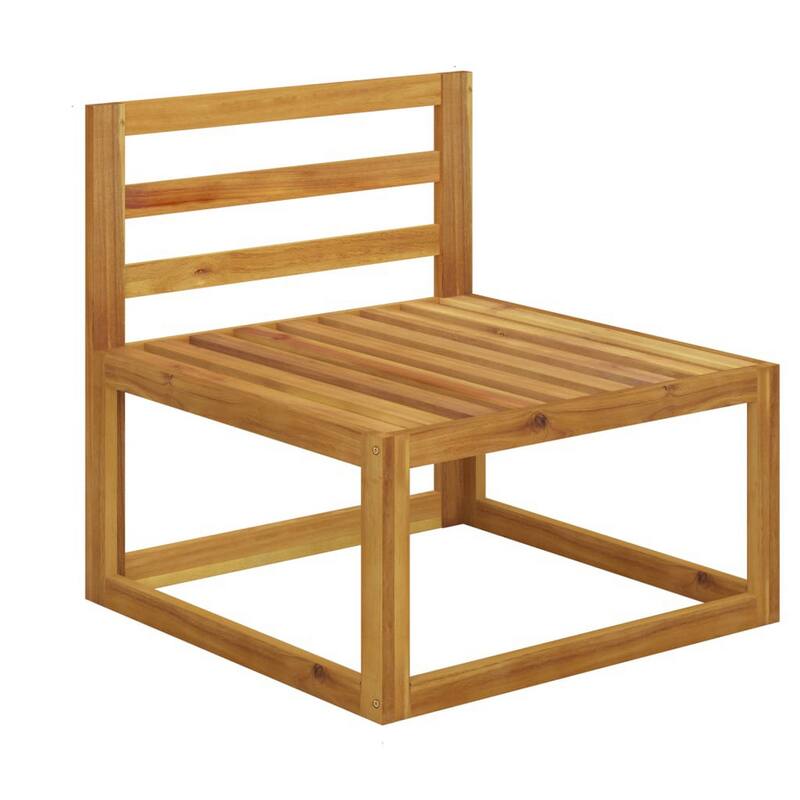 2pc Outdoor Chair and Table Set, Square Top, Brown Acacia Wood, White
