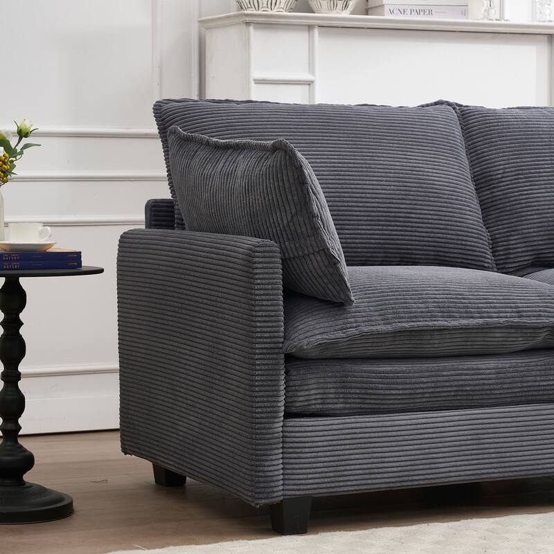 69" Velvet Modular 2-Seater Sofa with Double Cushions & Armrest Bags