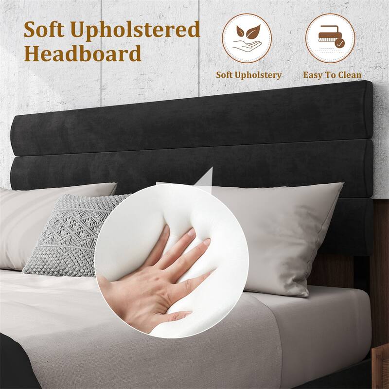 Full Size Upholstered Bed with 14" Underbed Storage