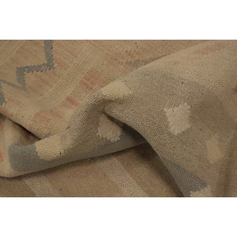 Hand Woven Oriental 100% Wool Carpet Southwestern Tribal Beige & Ivories Kilim Area Rug - 7' 7'' X 4' 11''