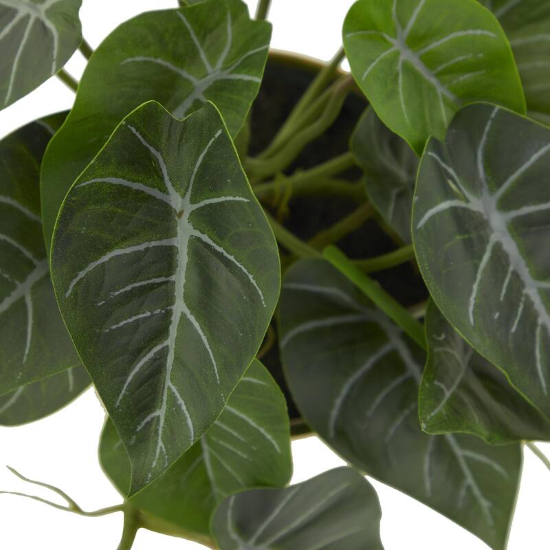 Green Faux Foliage Pothos Artificial Plant with Realistic Leaves and Gold Porcelain Pot
