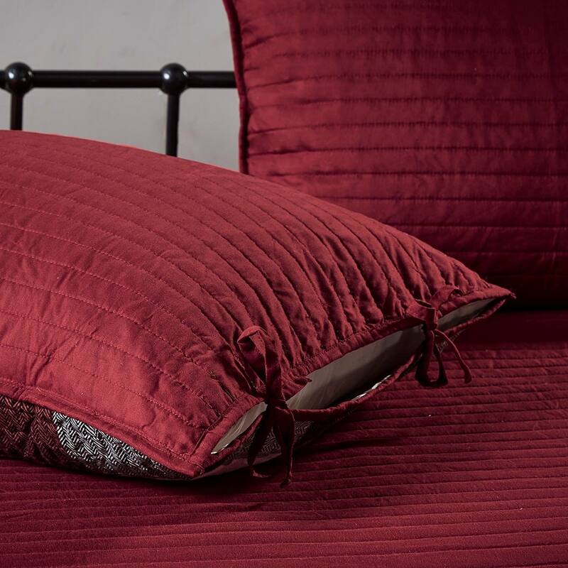 6 Piece Reversible Plaid Daybed Cover Set Red Daybed