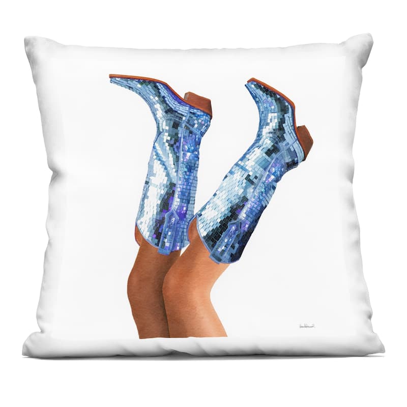Stupell Blue Glam Cowgirl Boots Decorative Printed Throw Pillow Design by Amanda Greenwood - Accent - Polyester - Blue - Single