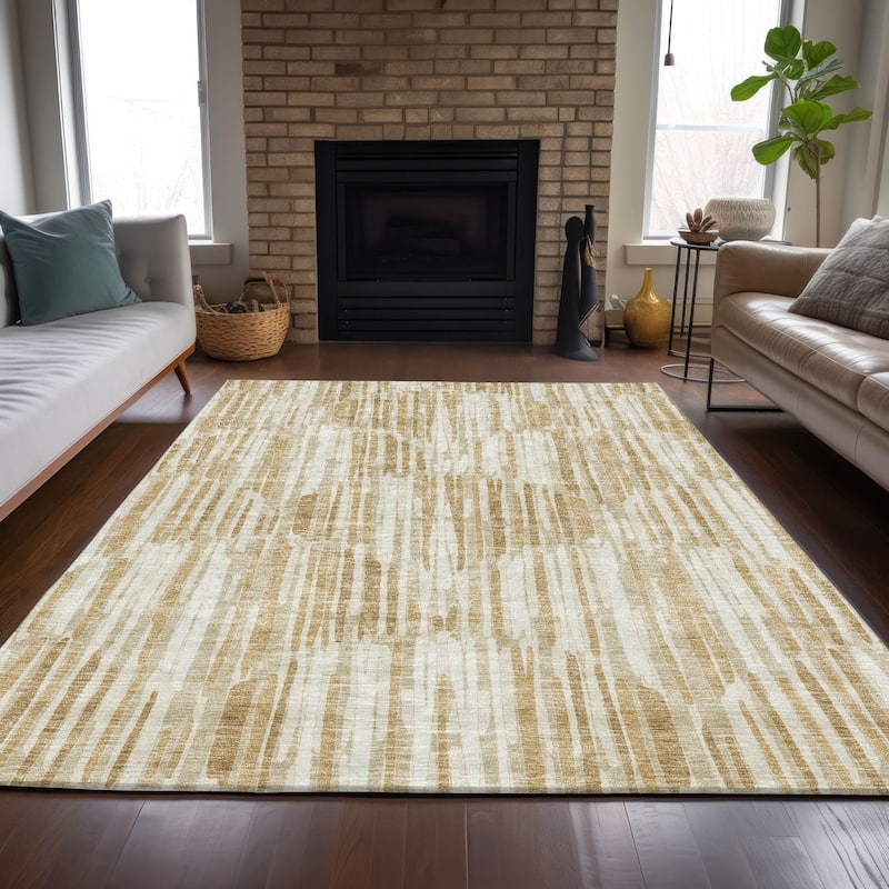 Machine Washable Indoor/ Outdoor Chantille Abstract Watercolor Rug