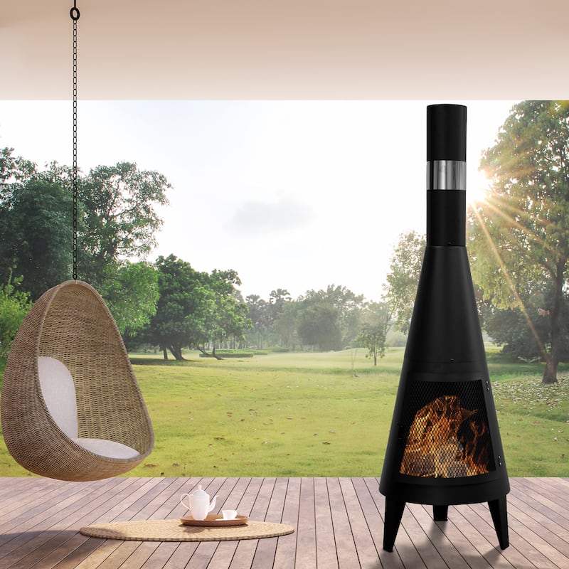 63" Patio Chiminea Outdoor Wood Burning Fire Pits