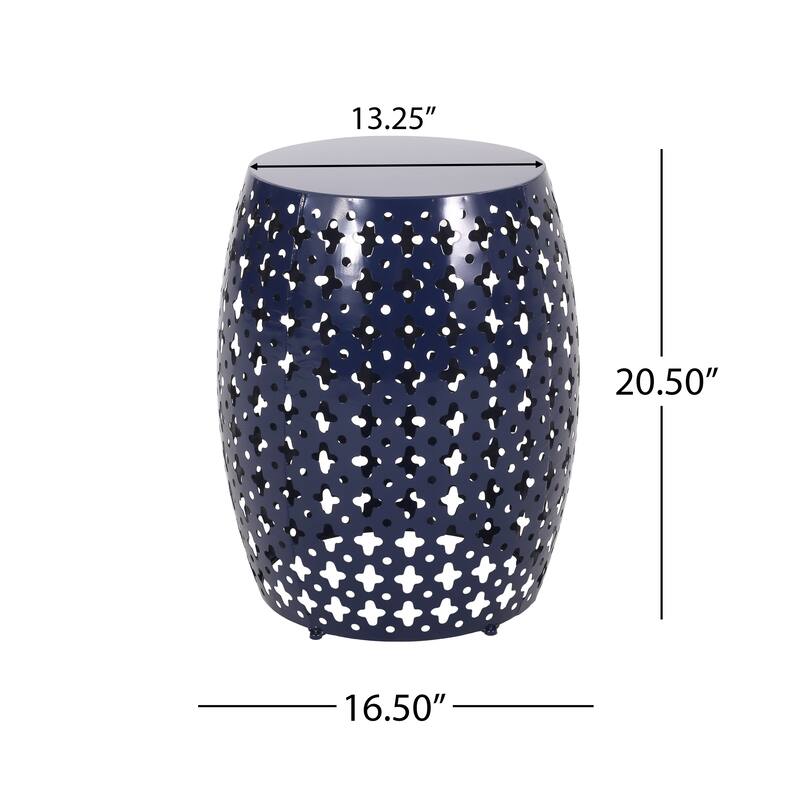 Metal end Table End Table,Round Side Table with Hollow Drum Design,Accent Table for Outdoor and Indoor Use