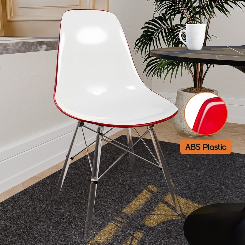 Dover Modern Acrylic Accent Side Chair with Eiffel-Style Legs for Dining Room, Kitchen, Office, or Indoor/Outdoor Seating