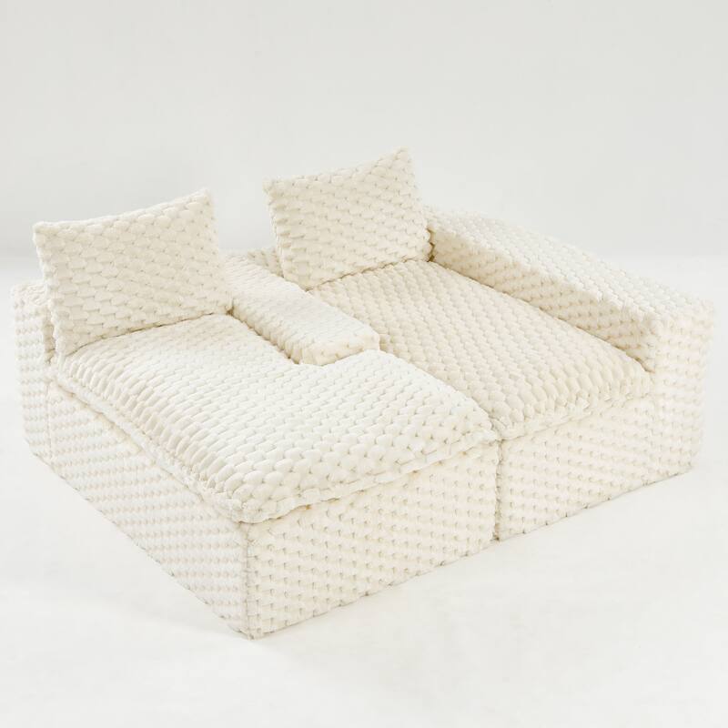 L-Shaped Sleeper Sectional Sofa Convertible Straight Sofa, Loveseat and Chaise Lounge Set for Living Room