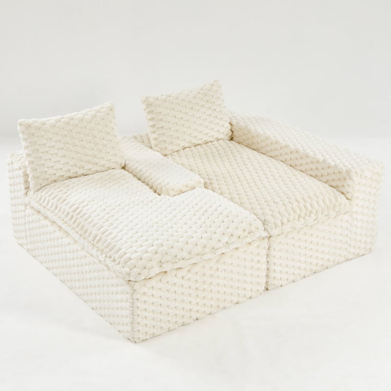 Versatile Turtle Velvet Sectional Sofa with Loveseat Couch and Chaise Lounge, Free Combination Modular Compressed Couch
