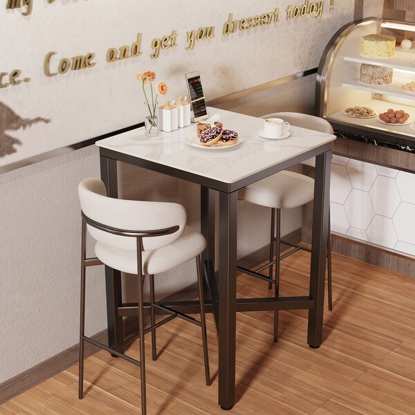 Square Cocktail Pub Bar Table Sintered Stone Tabletop - 28