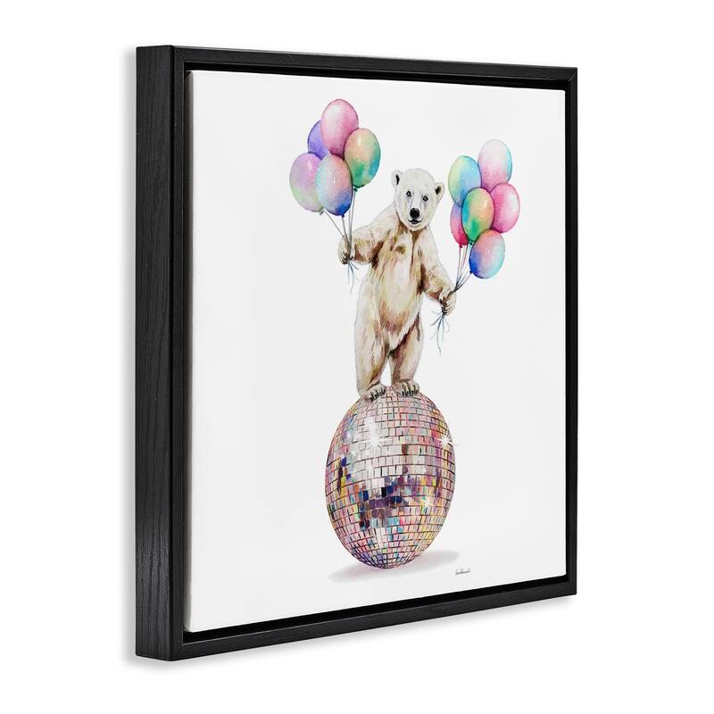 Stupell Polar Bear & Balloons Framed Floater Canvas Wall Art Design By Amanda Greenwood