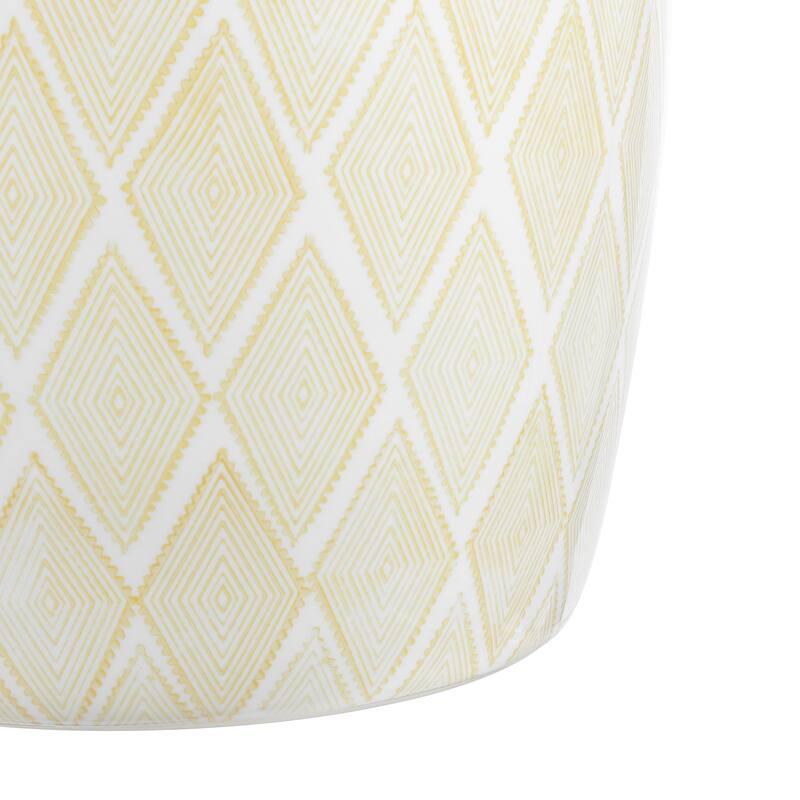 Moroccan Diamonds 18" Ceramic Drum Garden Stool, Blue by JONATHAN Y
