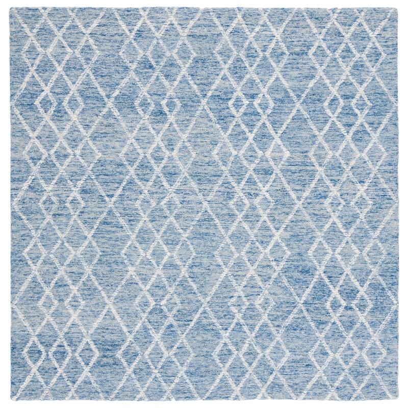 SAFAVIEH Handmade Metro Massom French Country Wool Rug - 6' Square - Blue/Ivory