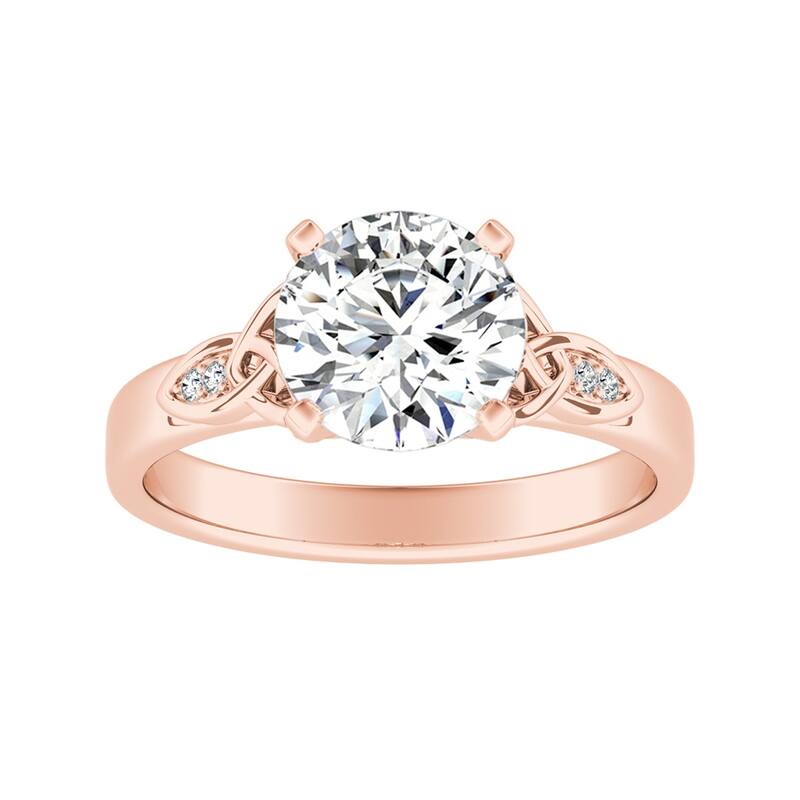 Auriya 14k Gold Modern 2ct Round Moissanite Engagement Ring - Rose - 8