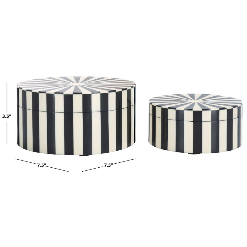 SAFAVIEH Home Charli Black/Ivory Resin Decorative Box Set of 2