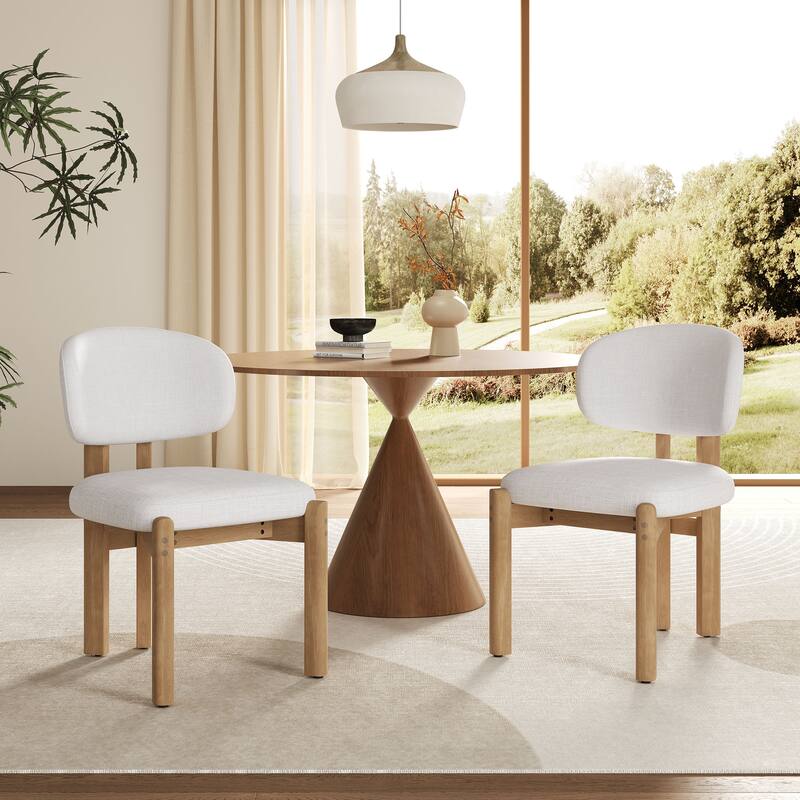 Christopher Knight Home - Aurelio Solid Rubberwood Upholstered Dining Chair - Set of 2 - Beige+Natural