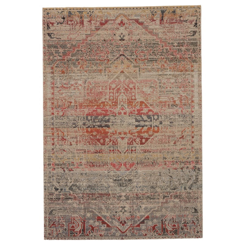 Oleander Indoor/ Outdoor Medallion Multicolor/ Beige Area Rug - 5'3" x 7'6"