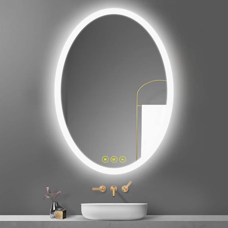 LuminaMirror 20x28" Oval Frameless LED Anti-Fog Dimmable Bathroom Vanity Mirror - Clear