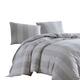 3 Piece Queen Comforter Set with Vertical Stripes Pattern, White and Brown