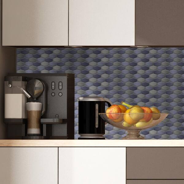 Walplus Dark Blue And Grey Honeycomb Hexa Wall Peel And Stick Backsplash Tile Stickers Overstock 33628629