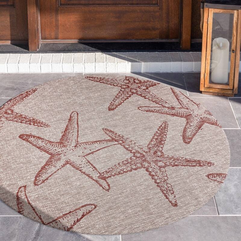 Sevita Callie Nautical Starfish Performance Indoor/Outdoor Area Rug