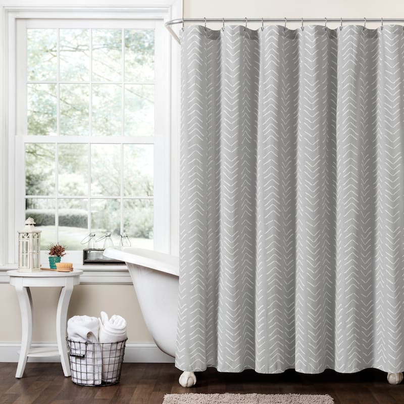 Lush Decor Hygge Modern Arrow Linen Look Shower Curtain Single - Light Gray - 72" X 72"