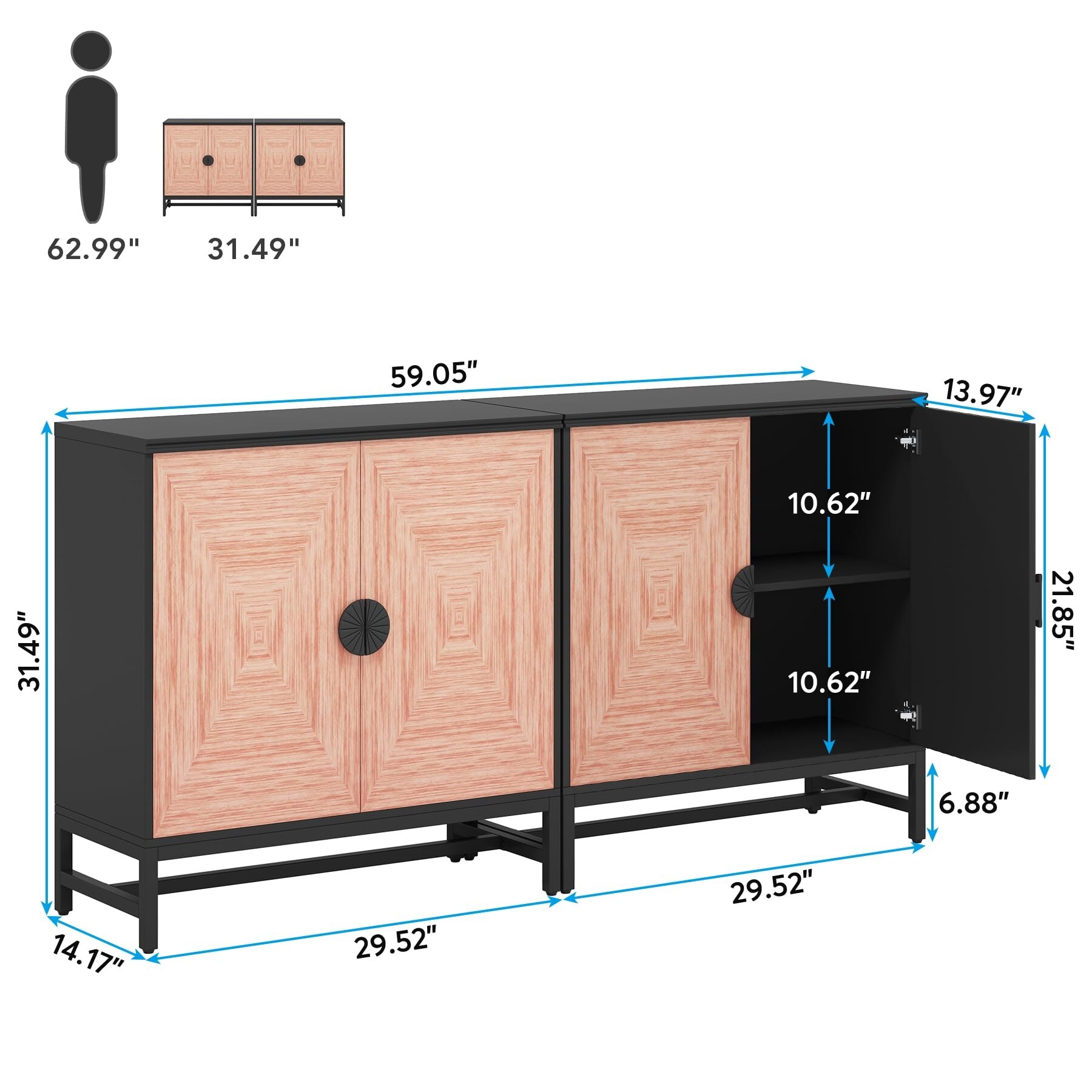 Serving table outlet with storage
