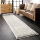preview thumbnail 45 of 50, Brooklyn Rug Co Sauls Solid Shag Tassel Area Rug 2' 6" x 12' Runner - Ivory