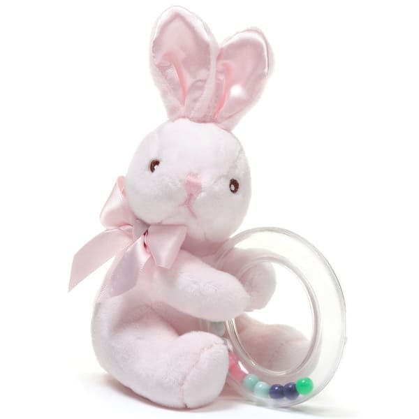 slide 2 of 6, Bearington Baby Cottontail 5.5" Pink Bunny Shaker Rattle