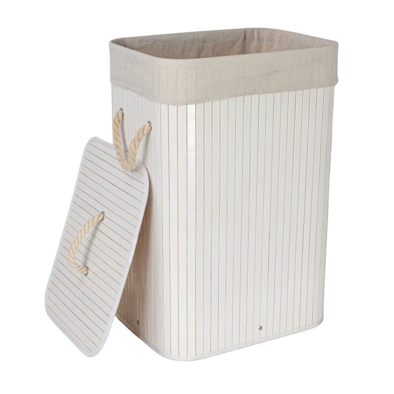 Household Essentials Bamboo Laundry Hamper with Handles and Removable Laundry Bag