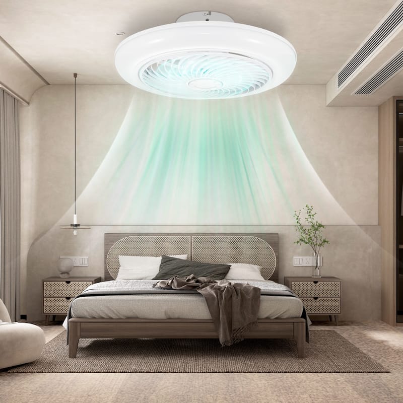 5 Blade LED Ceiling Fan with Light 3 Colors Remote Control - Bed Bath ...