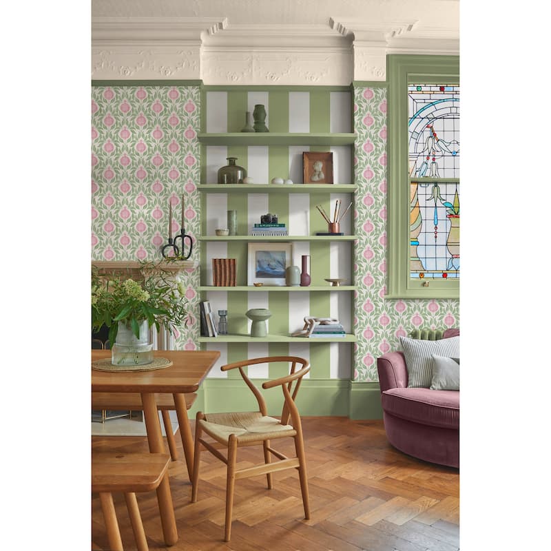 Graham & Brown Apple of Grenada Pink & Green Wallpaper