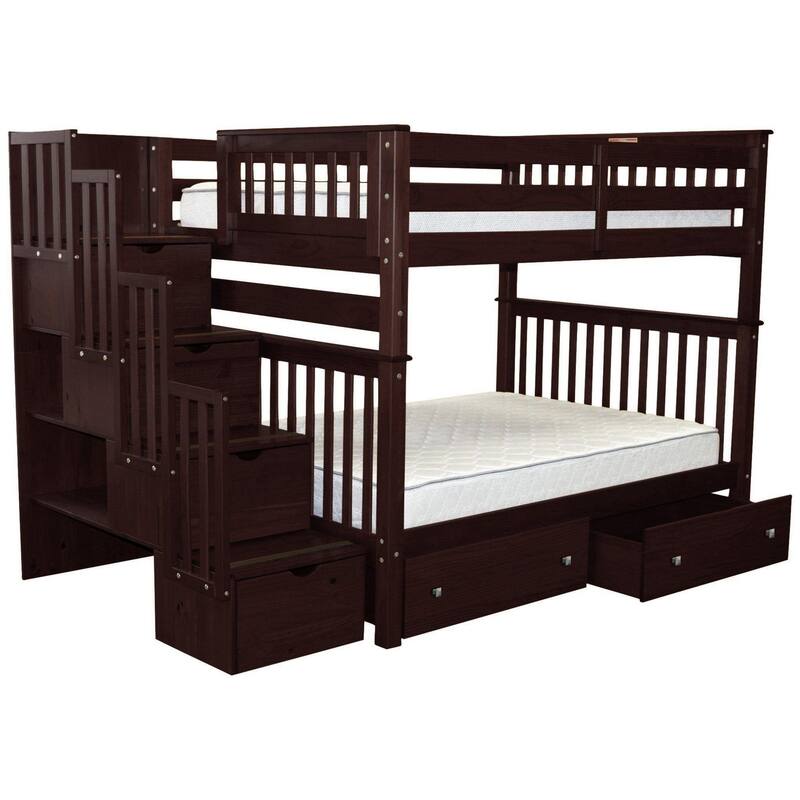 Taylor & Olive Trillium Full over Full Stairway Bunk Bed, 2 Drawers