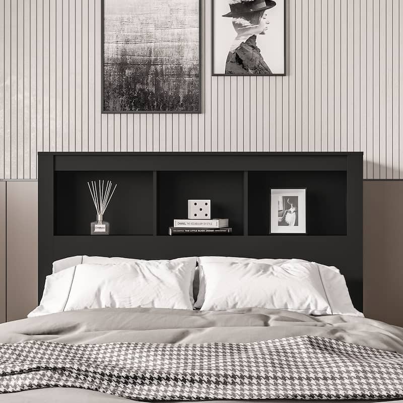 Polifurniture Madison Modern Bookshelf Headboard - Black - Full