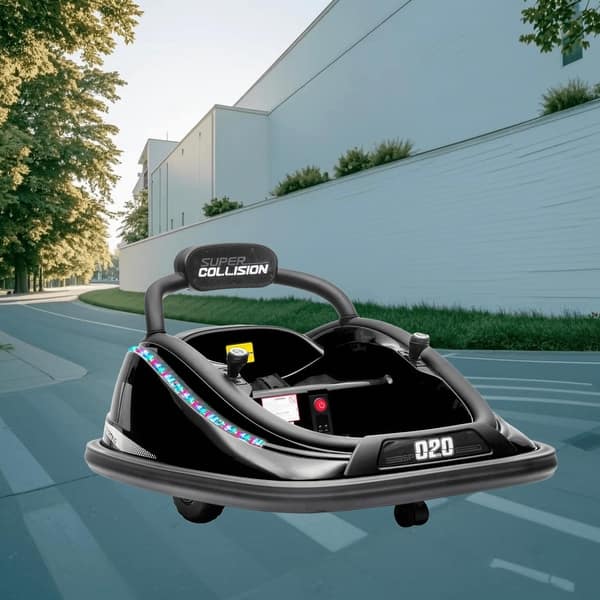slide 2 of 8, 360 Degree Rotating Electric Bumper Car for Kids with Remote Control, LED Lights, and 3 Songs, Safe and Fun Ride for Toddlers Black