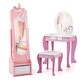 preview thumbnail 2 of 16, Costway Kids Vanity Set Princess Makeup Dressing Table & Chair Set - See Details Pink