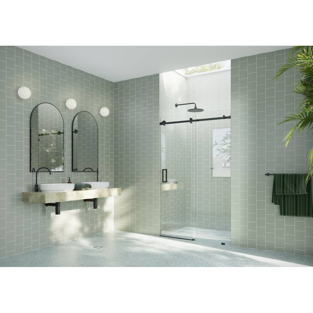 Glass Warehouse 52 in. x 78 in. Sliding Frameless Shower Door with Square Hardware