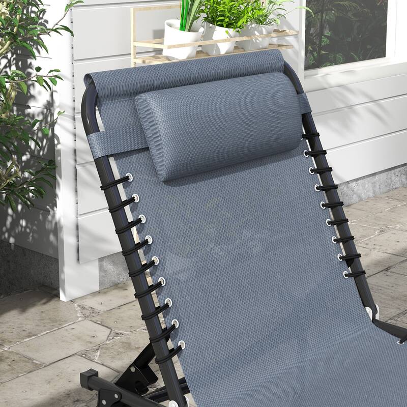 Sunbed Folding Recliner Set of 2 with Headrests