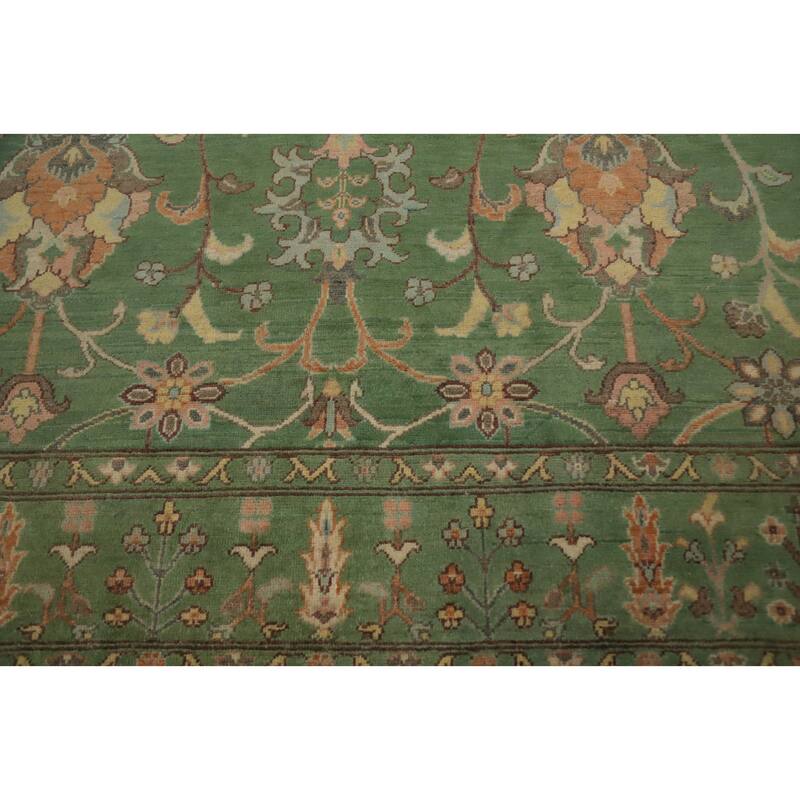 Hand Knotted Oriental 100% Wool Carpet Traditional All-Over Green Kazak Area Rug - 9' 8'' X 8' 4''