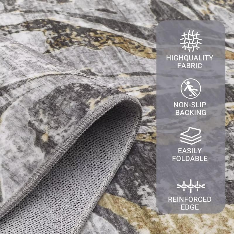 Modern Abstract Area Rug Washable Non-Slip Low Pile Rugs for Living Room Bedroom