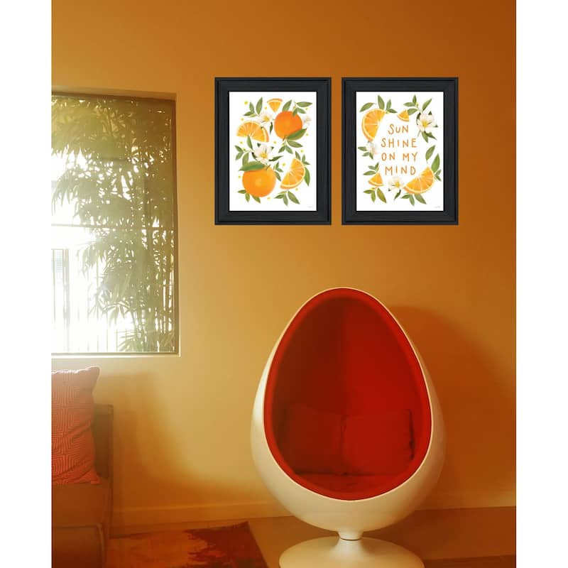 Trendy Decor 4U "Sunshine on My Mind- Oranges" Printed Framed Wall Art by House Fenway